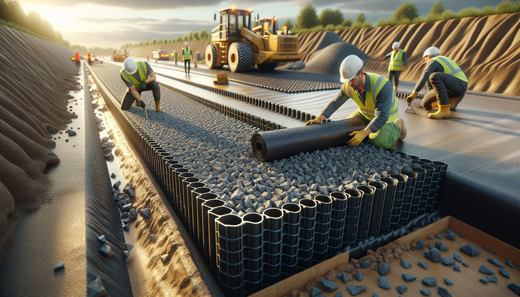 Geosyntetyki do wzmocnienia podłoża: przewodnik po geokraty, geosiatkach, geowłókninach i geokompozytach